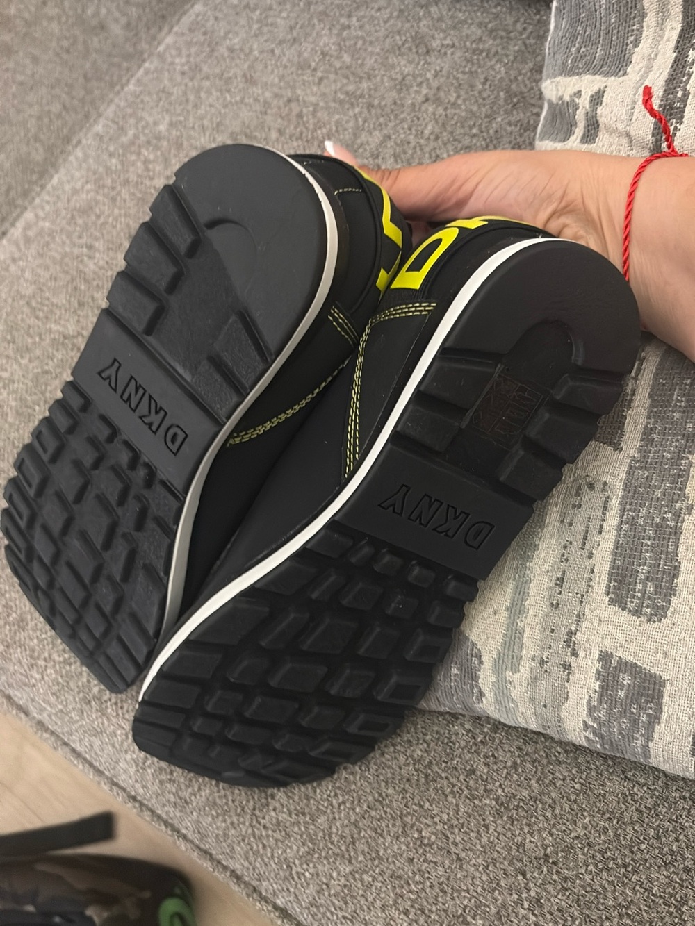 DKNY Black Slip-On Sneakers with Neon Yellow Accents new no box - Picture 5 of 7